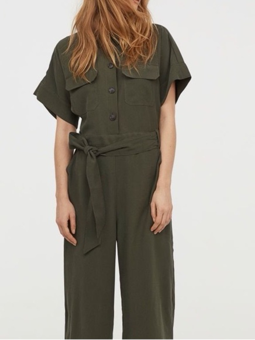 H&M Dark Olive Utility Jumpsuit